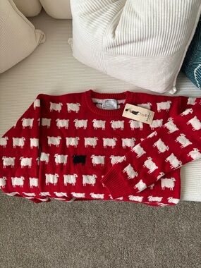 Rowing Blazers Red Sheep Jacquard Crewneck Sweater